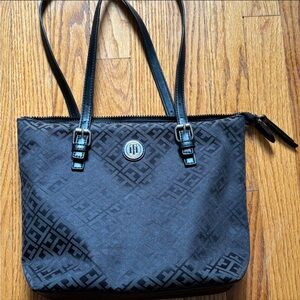 Tommy Hilfiger Black Patterned Tote